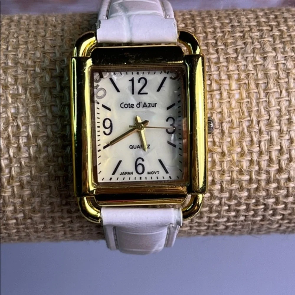 Cote d'Azur Gold and White Watch w/ floating numbers- Not Tested